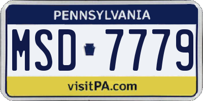 PA license plate MSD7779