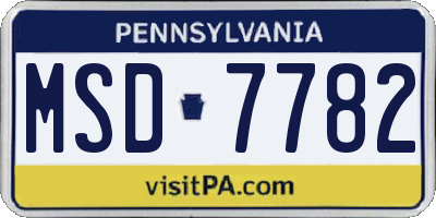 PA license plate MSD7782
