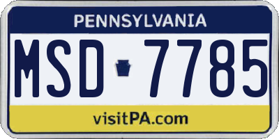 PA license plate MSD7785