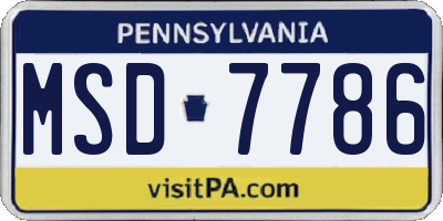 PA license plate MSD7786