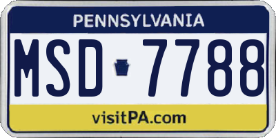 PA license plate MSD7788