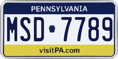 PA license plate MSD7789