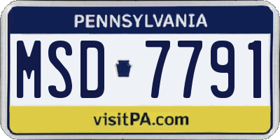 PA license plate MSD7791