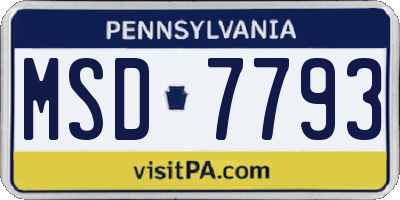 PA license plate MSD7793