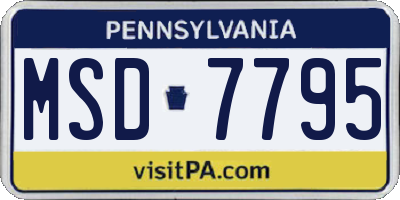 PA license plate MSD7795
