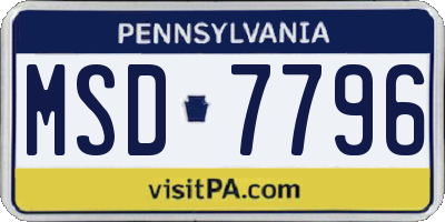 PA license plate MSD7796