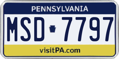PA license plate MSD7797