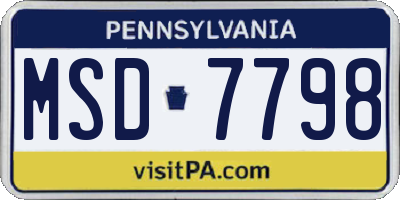 PA license plate MSD7798