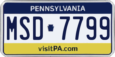 PA license plate MSD7799