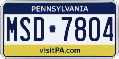 PA license plate MSD7804