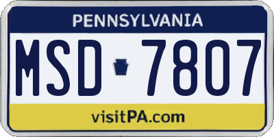 PA license plate MSD7807