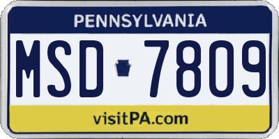 PA license plate MSD7809