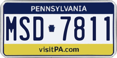 PA license plate MSD7811