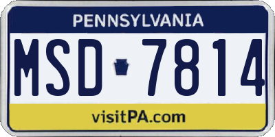 PA license plate MSD7814