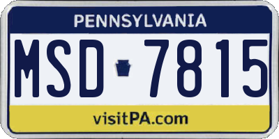 PA license plate MSD7815