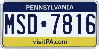 PA license plate MSD7816