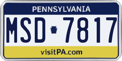 PA license plate MSD7817