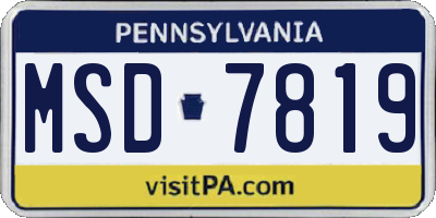 PA license plate MSD7819