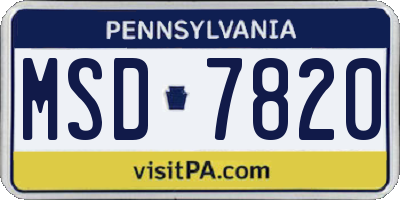 PA license plate MSD7820