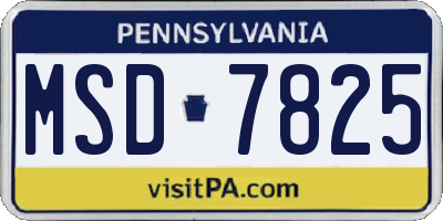PA license plate MSD7825