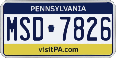PA license plate MSD7826