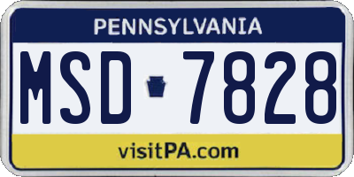 PA license plate MSD7828