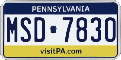 PA license plate MSD7830