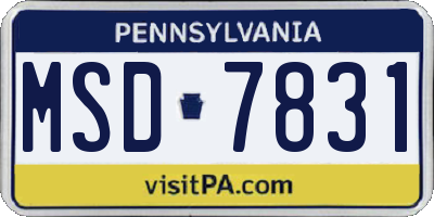 PA license plate MSD7831