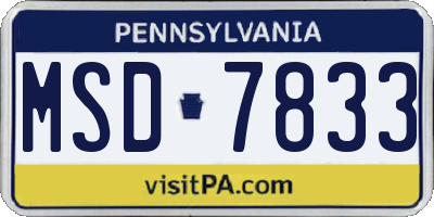 PA license plate MSD7833
