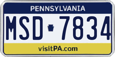 PA license plate MSD7834