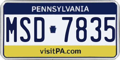 PA license plate MSD7835