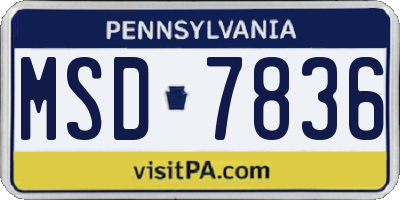 PA license plate MSD7836
