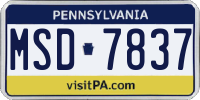 PA license plate MSD7837