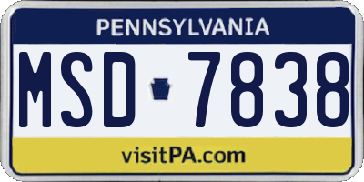 PA license plate MSD7838