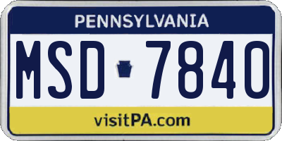 PA license plate MSD7840