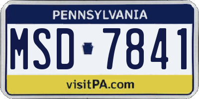 PA license plate MSD7841