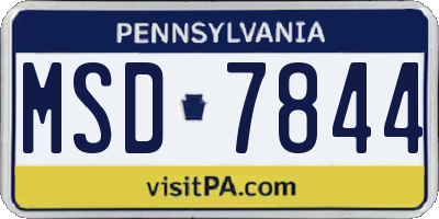 PA license plate MSD7844
