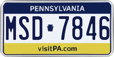 PA license plate MSD7846