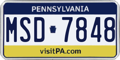 PA license plate MSD7848