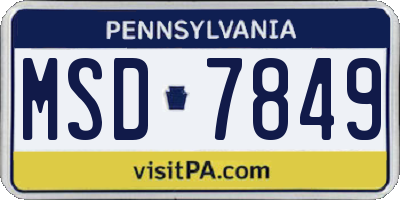 PA license plate MSD7849