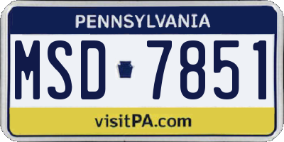 PA license plate MSD7851