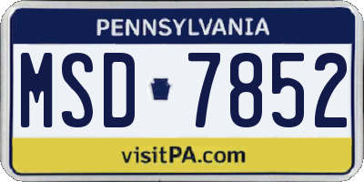 PA license plate MSD7852