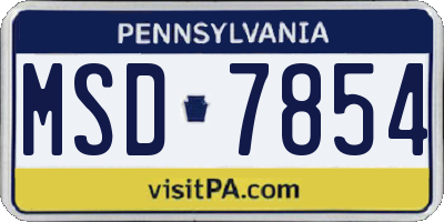 PA license plate MSD7854