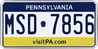 PA license plate MSD7856