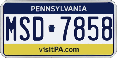 PA license plate MSD7858