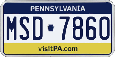 PA license plate MSD7860