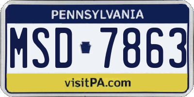 PA license plate MSD7863