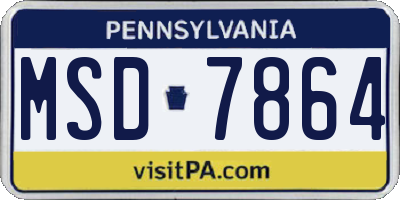 PA license plate MSD7864