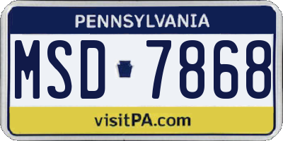 PA license plate MSD7868
