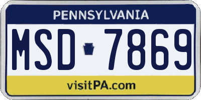 PA license plate MSD7869